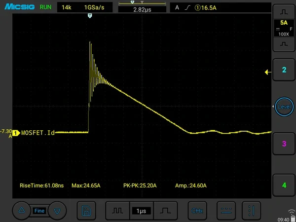 ​Medir la corriente de identificación de MOSFET